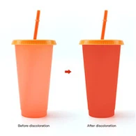 Spalvą keičiantis plastikinis vandens butelis